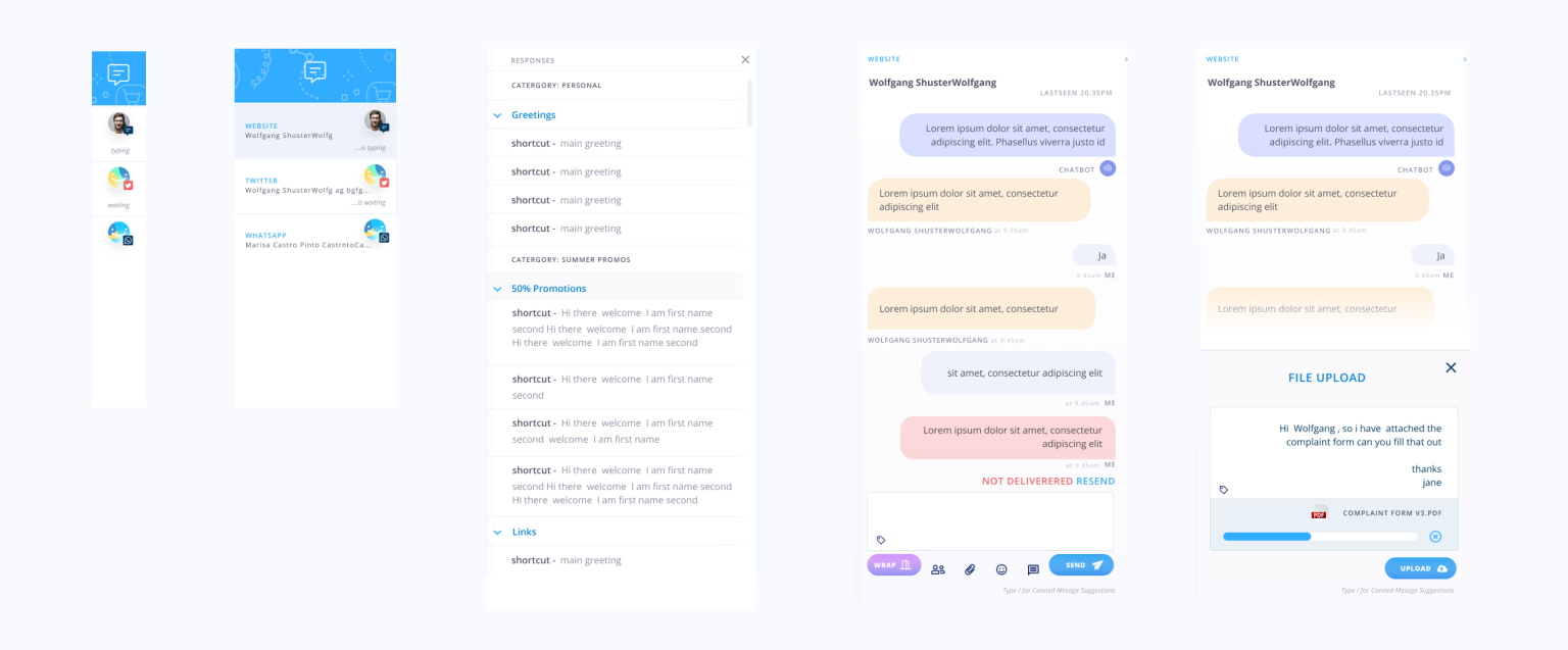 V0.1 chat interface screens